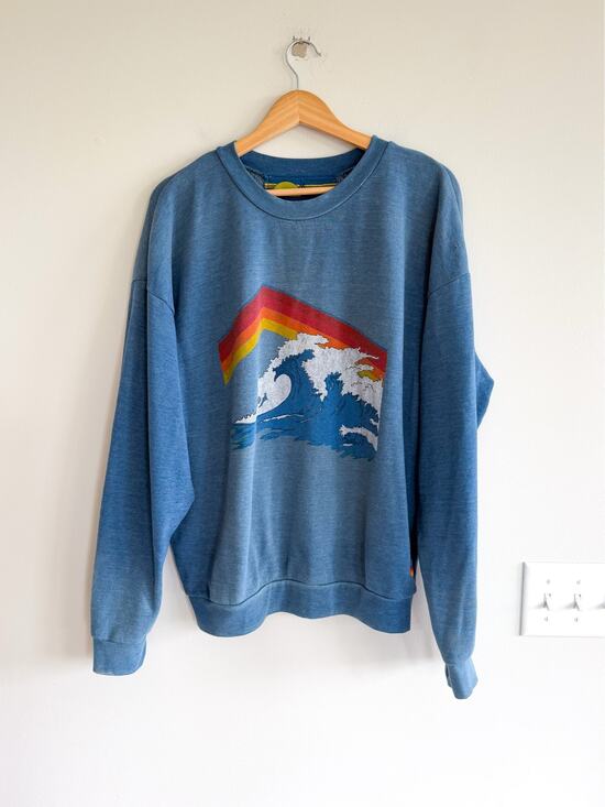 Aviator Nation Tops - Aviator Nation Retro Inspired Wave Rainbow Print Crew Neck Sweatshirt Blue M